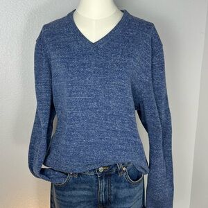 Gap V Neck Sweater Men’s XL Heathered Blue Classic Cotton Sweater Oversize